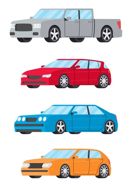 Set of cars side view. — Stock Vector