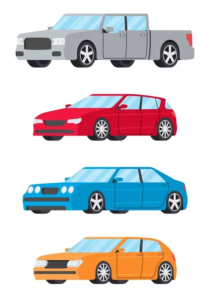 Conjunto de coches vista lateral . — Vector de stock