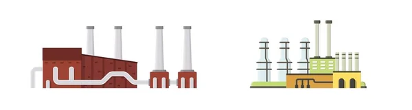Набір промислових виробничих будівель. Завод, завод, енергетика та електростанція . — стоковий вектор