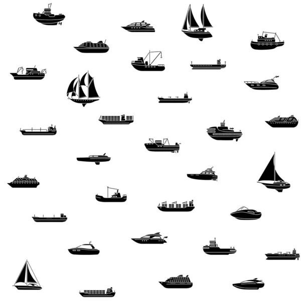 Fondo Sin Fisuras Barcos Barcos Barcaza Buque Carga Petrolero Velero — Vector de stock