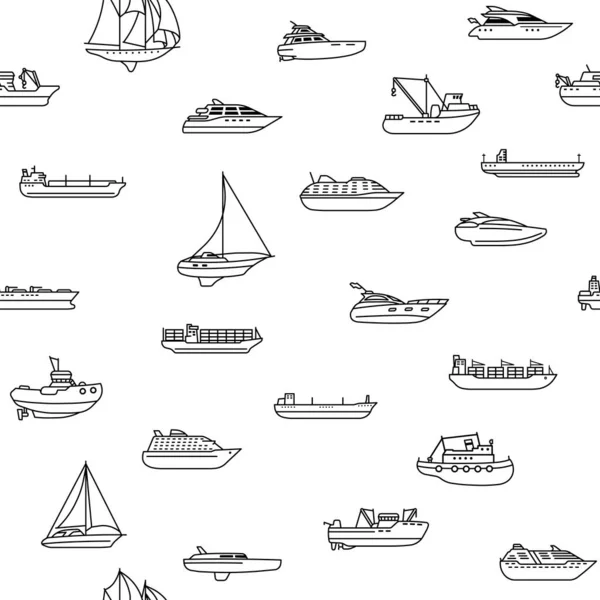 Nahtloser Hintergrund Von Schiffen Und Booten Barge Und Frachtschiff Tanker — Stockvektor
