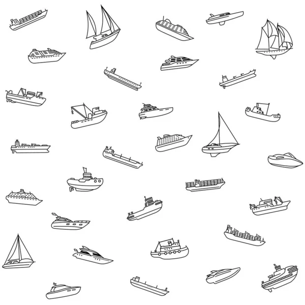 Fondo Sin Fisuras Barcos Barcos Barcaza Buque Carga Petrolero Velero — Vector de stock