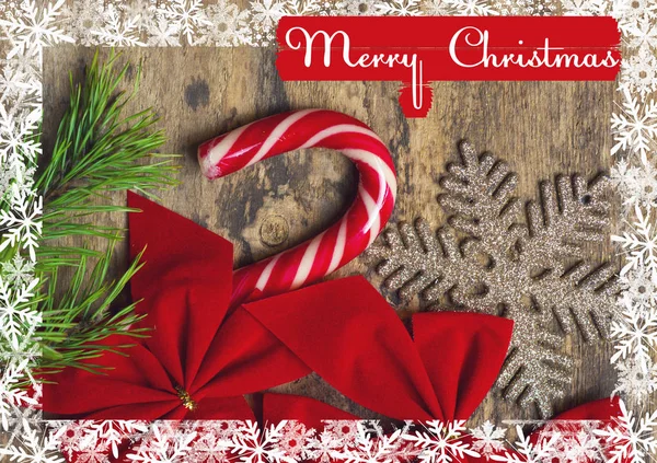 Feliz Navidad y Feliz Año Nuevo 2017 tarjeta con decoración y juguetes. imagen del filtro solar —  Fotos de Stock