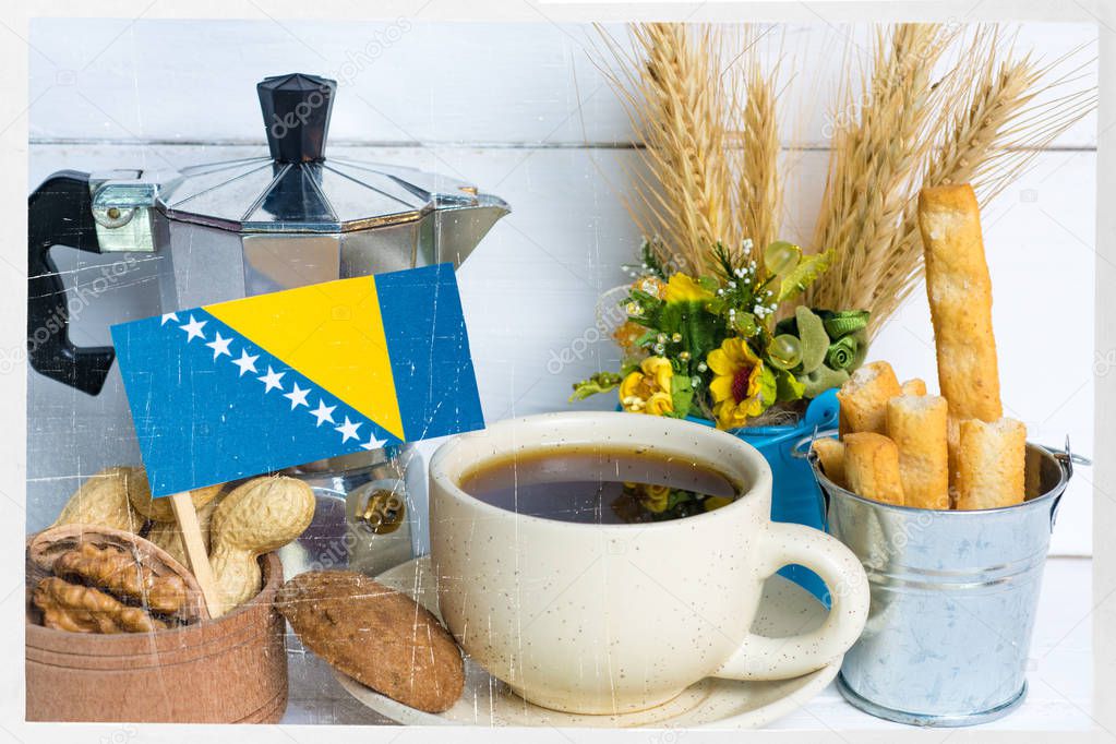 Breakfast patriot, flag of Bosnia and Herzegovina. 
