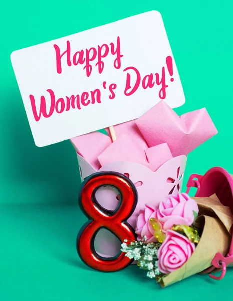 Feliz Día de la Mujer (8 de marzo) tarjeta de felicitación — Foto de Stock