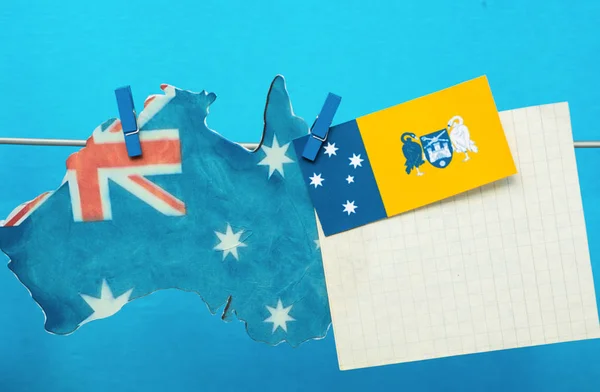 Flagge der australischen Hauptstadt Territorium (Act) und Australien-Karte. Canberra-Tag — Stockfoto