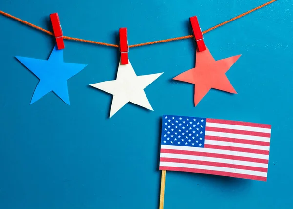 American flag. white, red and blue star Patriotic Concept - USA (America) - information holidays, dates and events Note ped for text — Stock Photo, Image
