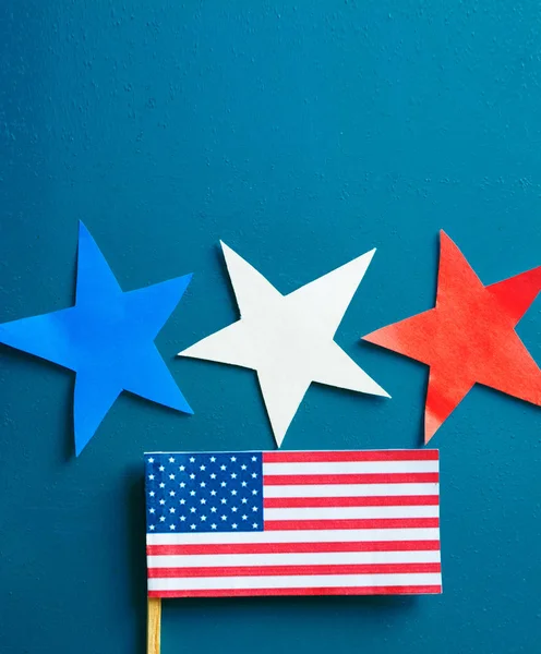 Bandeira americana. white, red and blue star Patriotic Concept - USA (America) - informação feriados, datas e eventos Nota para texto — Fotografia de Stock