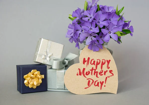 Happy mother's day card. bouquet of blue flowers, a place with text — Stock Photo, Image