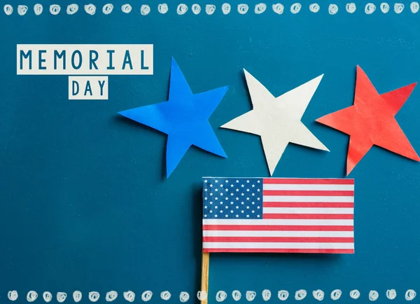 Tarjeta Memorial Day. Bandera americana y rayas estrella — Foto de Stock