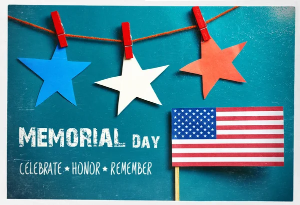 Memorial Day Card. American flag and star stripes — Stock Photo, Image