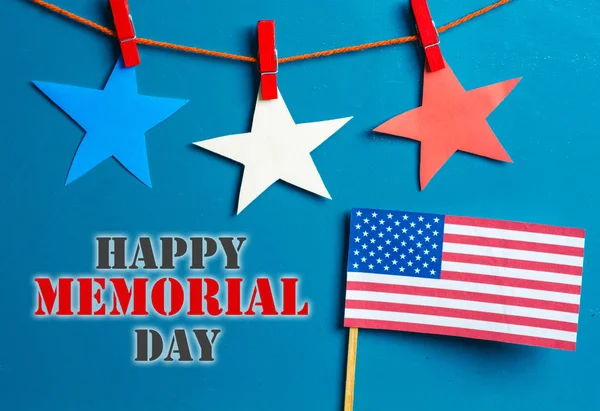 Tarjeta Memorial Day. Bandera americana y rayas estrella — Foto de Stock