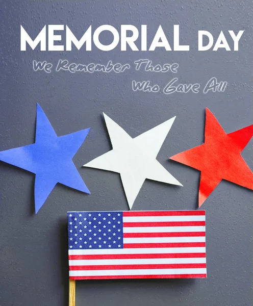 Cartão Memorial Day. Bandeira americana e listras de estrelas — Fotografia de Stock