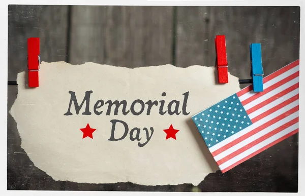 Tarjeta Memorial Day. Bandera americana y rayas estrella — Foto de Stock