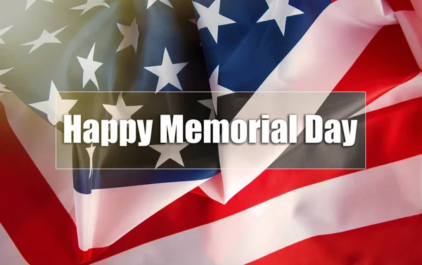 Text Memorial Day on American flag And a poppy flower background — Stock Photo, Image