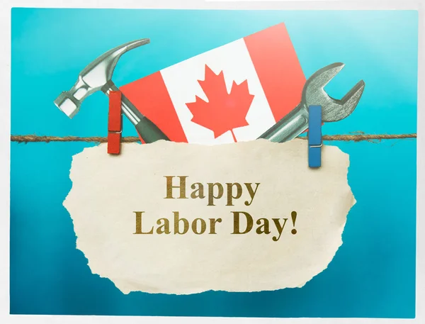 canada happy labor day greeting card canadian , cardboard hammer, wrench. grunge abstract card. soft image