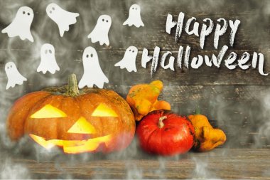 Mutlu Cadılar Bayramı Balkabağı kafa jack fener kartı popart tarzı