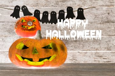 Mutlu Cadılar Bayramı Balkabağı kafa jack fener kartı popart tarzı