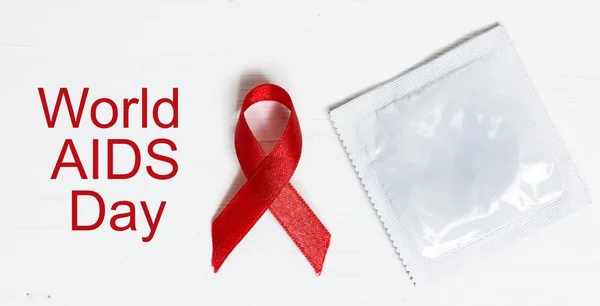 Fita Vermelha Dia Mundial Sida — Fotografia de Stock