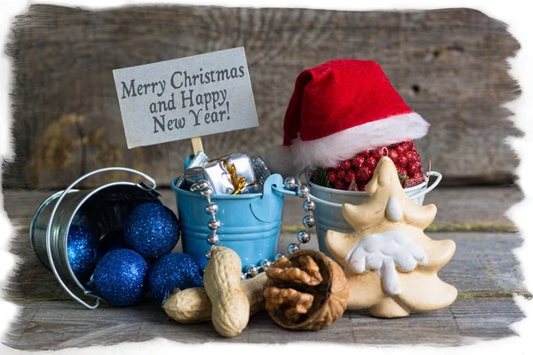 Feliz Feriados Retro Estilo Cartão Decorações Natal — Fotografia de Stock