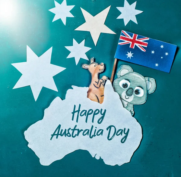 Célébrez Fête Australie Janvier Avec Message Happy Australia Day Saluant — Photo