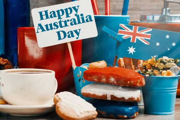 Ausztrália Nap Ünnep Január Ünneplik Boldog Nap Ausztrália Üzenet Üdvözlőlap — Stock Fotó