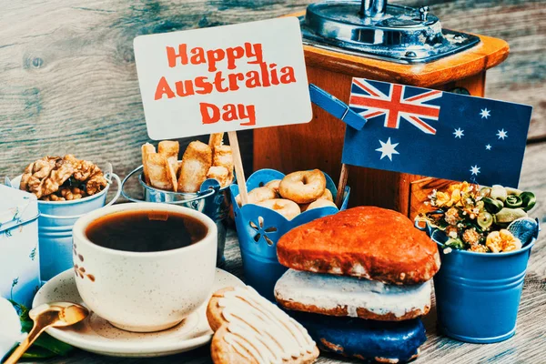 Celebre Férias Dia Austrália Dia Janeiro Feliz Cartão Saudação Mensagem — Fotografia de Stock