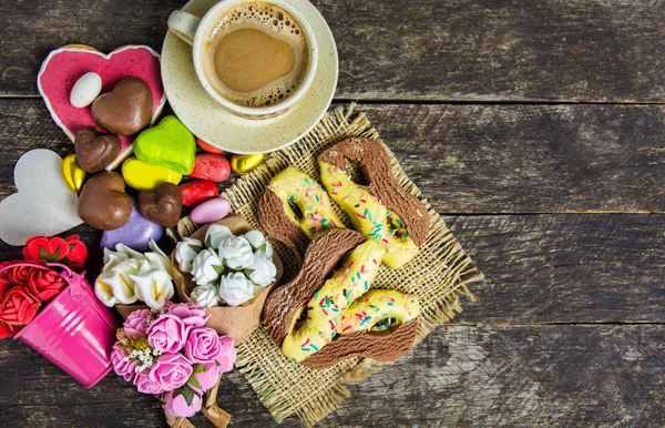 Ευτυχισμένος Διεθνές Γυναικείο Ημέρα Γιορτάζουν Στις Μαρτίου Συγχαρητήριο Πρωινό Μπισκότων — Φωτογραφία Αρχείου