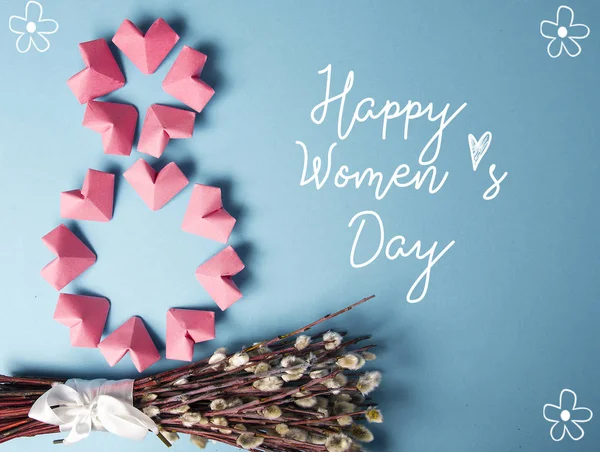 Boldog Nemzetközi Női Napot Ünnepelni Március Gratuláló Kártya Rose Színes — Stock Fotó