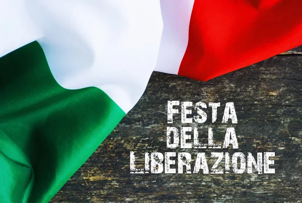 Aprile Festa Della Liberazione Testo Italiano Card Fiore Papavero Bandiera — Foto Stock