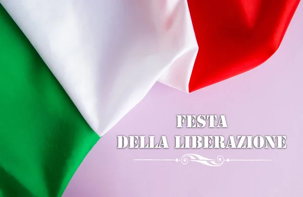 Dubna Den Osvobození Text Italskou Kartu Itálie Vlajka — Stock fotografie