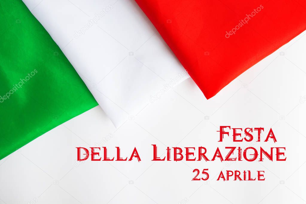 April 25 Liberation Day Text in italian card, italy flag 