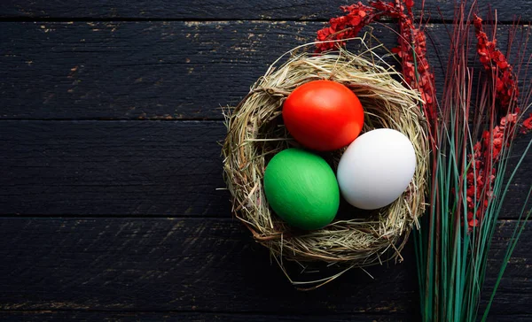 Buone Vacanze Pasqua Uova Pasqua Come Colore Della Bandiera Italiana — Foto Stock