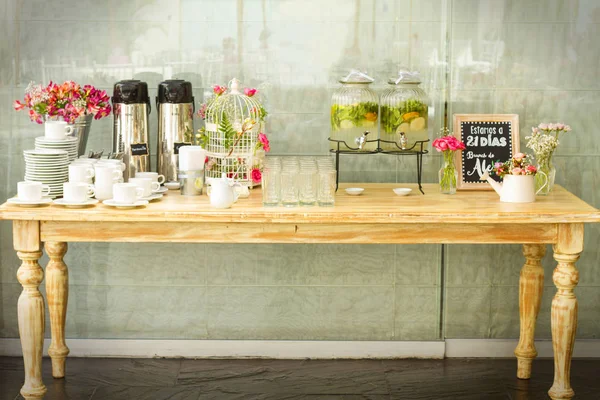 Mesa de casamento e comida — Fotografia de Stock