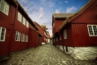 The capital city of Torshavn in the Faroe Islands  clipart