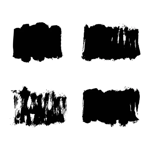 Conjunto de cepillo dibujado a mano vector negro tinta cuadrada manchas aisladas en el blanco . — Vector de stock