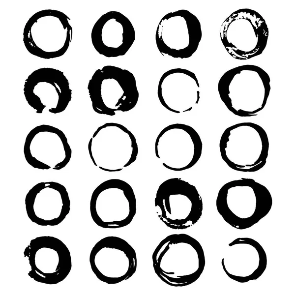 Set of brush hand drawn vector black ink wine or coffee stains isolated on the white. — Stock Vector