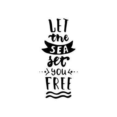 Ücretsiz set - çizilmiş yazı alıntı beyaz arka plan üzerinde izole el deniz izin. Eğlenceli fırça mürekkep yazıt fotoğraf bindirmeleri, tebrik kartı veya t-shirt baskı, poster tasarımı.