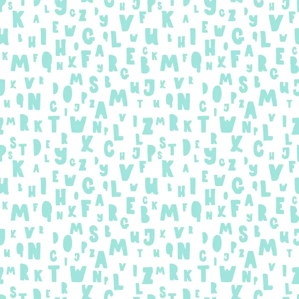 Ручной рисунок алфавита монохромные синие буквы бесшовный узор. Текстура чернильного наброска и фон . — стоковый вектор