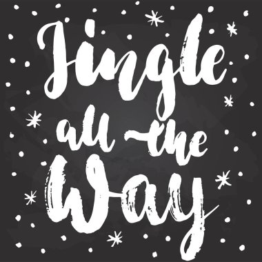 Ta jingle - çizilmiş Noel ve yeni yıl kış tatil Siyah Kara tahta arka plan üzerinde izole alıntı yazı el. Eğlenceli fırça mürekkep yazıt tebrik kartı veya afiş tasarımı için.