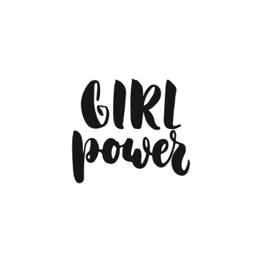 Kız gücü - beyaz arka plan üzerinde izole feminizm ifadede yazı elle çizilmiş. Eğlenceli fırça mürekkep yazıt fotoğraf bindirmeleri, tebrik kartı veya baskı, poster tasarımı.