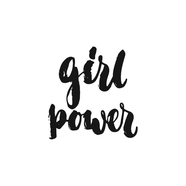 Kekuatan perempuan (bahasa Inggris: girl power) adalah frasa tulisan tangan tentang feminisme yang terisolasi pada latar belakang putih. Inskripsi tinta kuas yang menyenangkan untuk overlay foto, kartu ucapan atau cetak, desain poster . - Stok Vektor