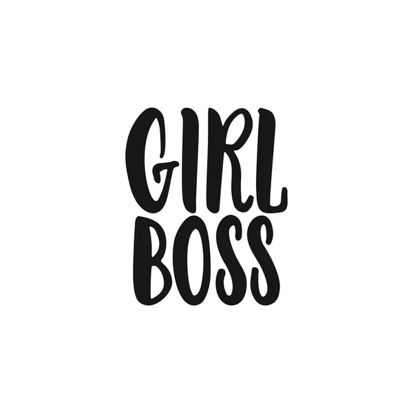 Girl boss - hand drawn lettering phrase about feminism isolated on the white background. Fun brush ink inscription for photo overlays, greeting card or print, poster design. — Stock Vector