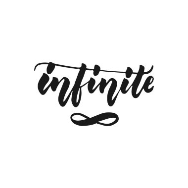 Sonsuz - beyaz arka plan üzerinde izole ifade yazı elle çizilmiş. Eğlenceli fırça mürekkep yazıt fotoğraf bindirmeleri, tebrik kartı veya baskı, poster tasarımı.