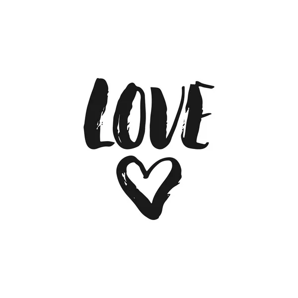 Love - hand drawn lettering phrase isolated on the white background. Fun brush ink inscription for photo overlays, greeting card or print, poster design. — Stock Vector