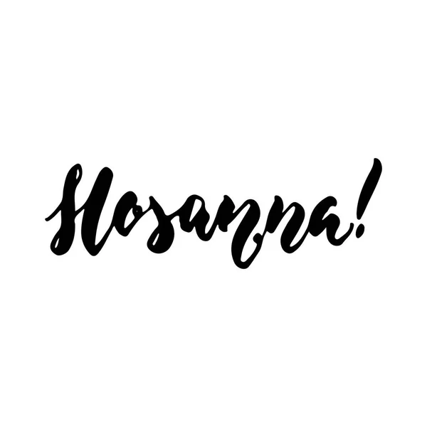 Hosanna - frase de caligrafía dibujada a mano de Pascua aislada sobre el fondo blanco. Divertido cepillo tinta vector ilustración para pancartas, tarjeta de felicitación, diseño de póster, superposiciones de fotos . — Vector de stock