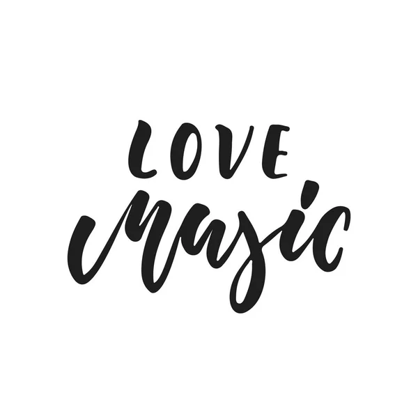 Love music - hand drawn lettering quote isolated on the white background. Fun brush ink vector illustration for banners, greeting card, poster design, photo overlays. — Stock Vector
