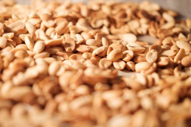 Fıstık çekirdekleri fırında pişer ve parşömen kağıdında kızarır. Evde ev yapımı fıstık ezmesi yapmaya hazırlanıyorum..