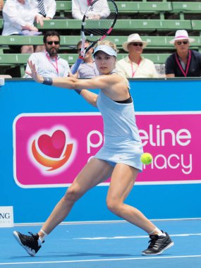 Melbourne, Avustralya - 11 Ocak 2018: Tenisçi Eugenie Bouchard Avustralya Açık'Kooyong klasik sergi turnuva için hazırlanıyor 