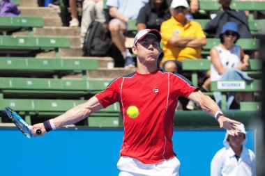 Melbourne, Avustralya - 11 Ocak 2018: Tenis oyuncusu Matthew Ebden Avustralya Açık'Kooyong klasik sergi turnuva için hazırlanıyor 